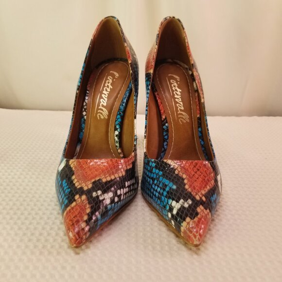 L'INTERVALLE: High Heel Pumps Pink & Aqua Python - Picture 7 of 10